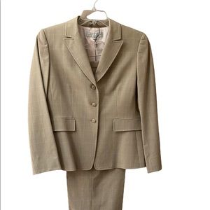 Tahari Tan & Pale Pink Plaid Pant Suit 12P